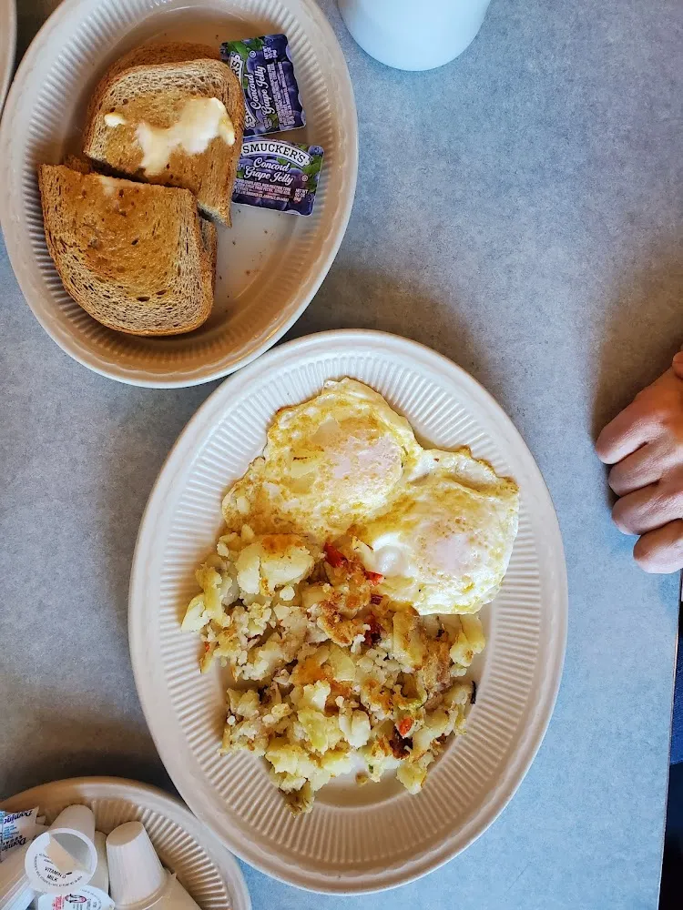 2 over Easy Eggs Home Fries Toast
